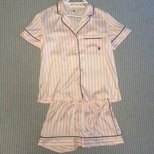Victoria's Secret Satin Pajama Set - Pink and White